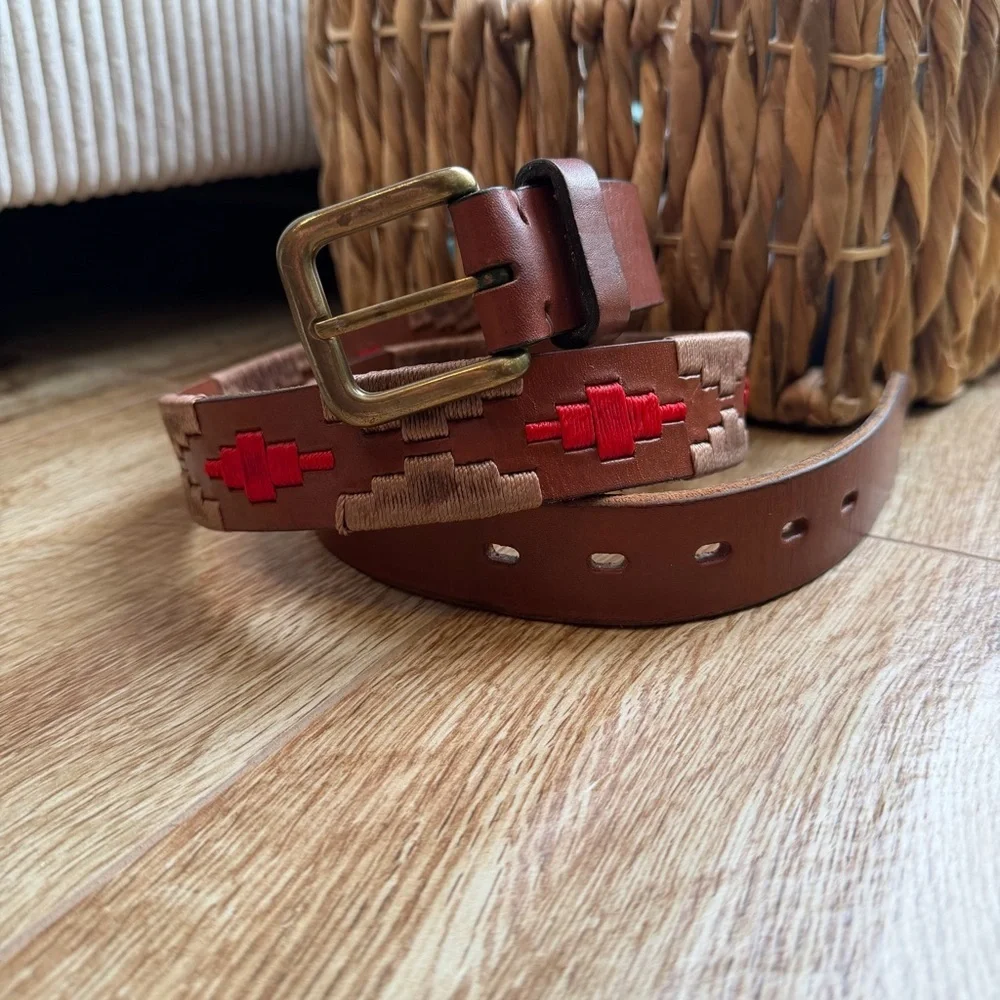 Aztec Leather Belt Thick Brown